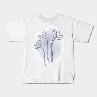 Flower Blue Watercolour Kids T-Shirt